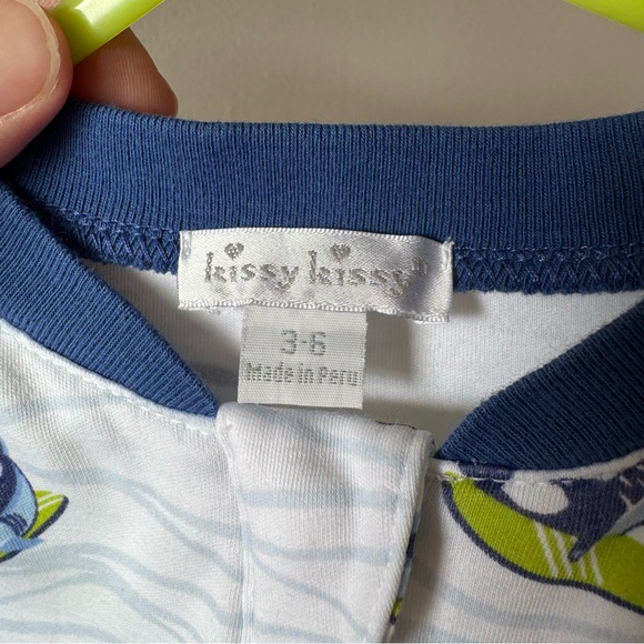 Kissy Kissy Pima Cotton Surfing Sharks Footed Stretch Sleeper Pajamas 3-6 Months - Picture 2 of 10